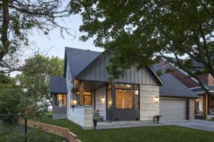 Exterior of "The Walnut" model of home at “Farmside Green” Net Zero Ready development by RND Construction – Ottawa, ON