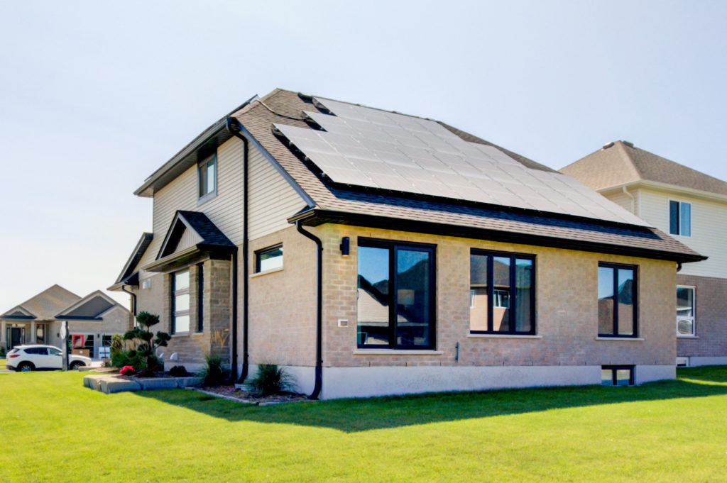 Backyard “The Palmer” model in “Harvest Run” Net Zero development by Doug Tarry Homes – St. Thomas, ON