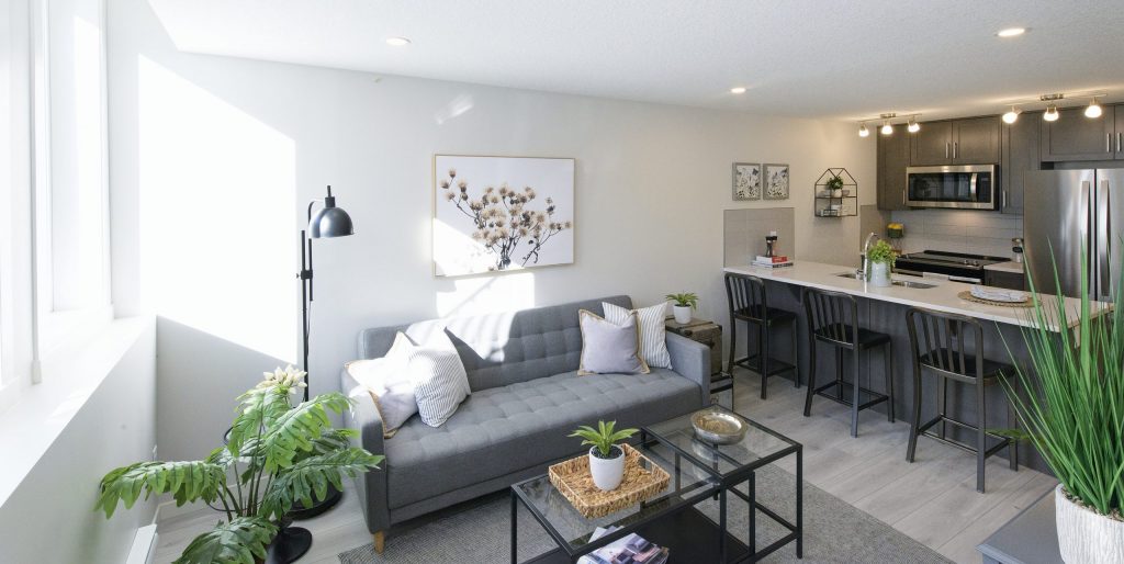 Interior of “ZEN Net Zero Townhomes” Net Zero multi-residential unit building (MURB) by Avalon Master Builder – Calgary, AB